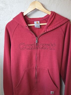 Carhartt Womens Red Full-Zip Hoodie with Embroidered Logo Western/ Ranch Size M